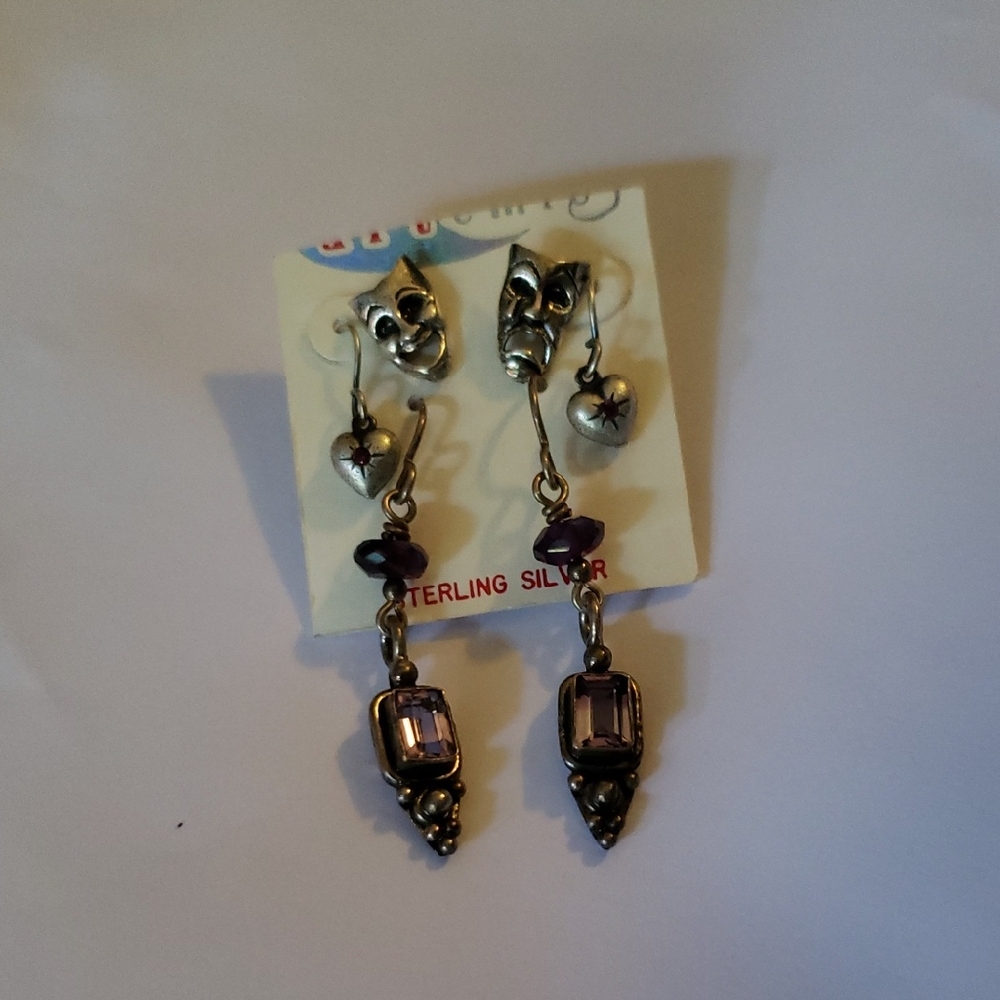 3 pairs of vintage Earrings dangle drop and post NWOT